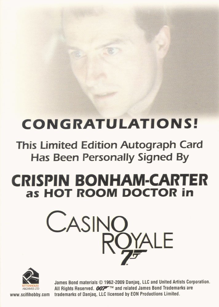 Rittenhouse Archives James Bond Archives Autograph Card  Crispin Bonham-Carter as Hot Room Doctor 