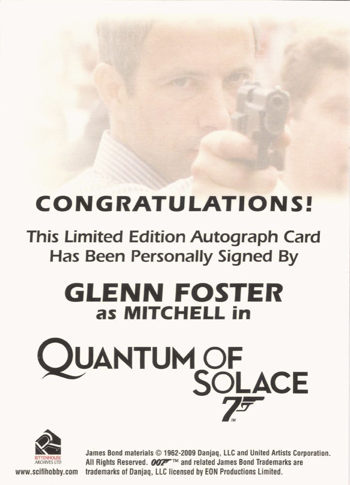 Rittenhouse Archives James Bond Archives Autograph Card  Glenn Foster as Mitchell 