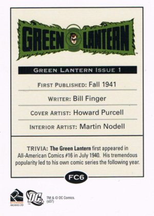 Rittenhouse Archives DC Legacy First Title Covers FC6 Green Lantern Issue 1
