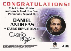 Rittenhouse Archives James Bond In Motion Autograph Card A96 Daniel Andreas as Casino Royale Dealer in Casino Royale