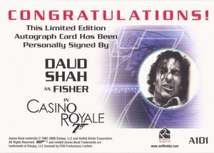 Rittenhouse Archives James Bond In Motion Autograph Card A101 Daud Shah as Fisher in Casino Royale
