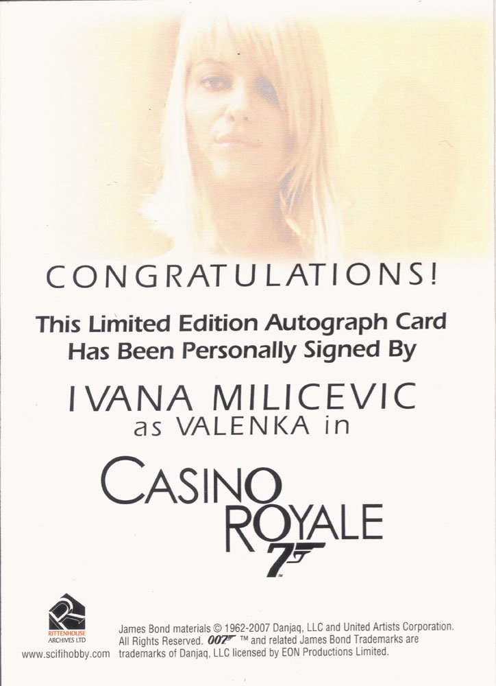 Rittenhouse Archives James Bond In Motion Autograph Card  Ivana Milicevic as Valenka in Casino Royale