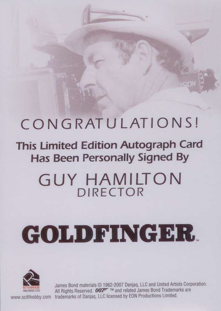 Rittenhouse Archives James Bond In Motion Autograph Card  Guy Hamilton - Director in Goldfinger