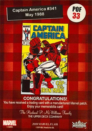 Upper Deck Marvel Flair '19 Pieces of Flair Card POF33 Captain America #341