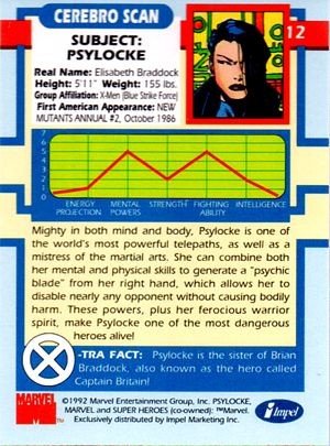 Impel X-Men Series I Base Card 12 Psylocke