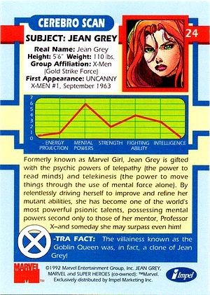 Impel X-Men Series I Base Card 24 Jean Grey