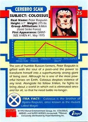 Impel X-Men Series I Base Card 25 Colossus