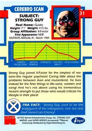 Impel X-Men Series I Base Card 31 Strong Guy
