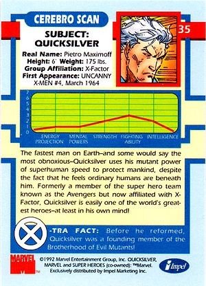 Impel X-Men Series I Base Card 35 Quicksilver