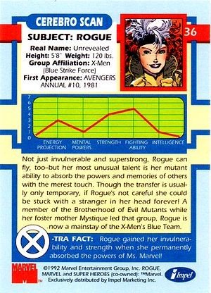 Impel X-Men Series I Base Card 36 Rogue
