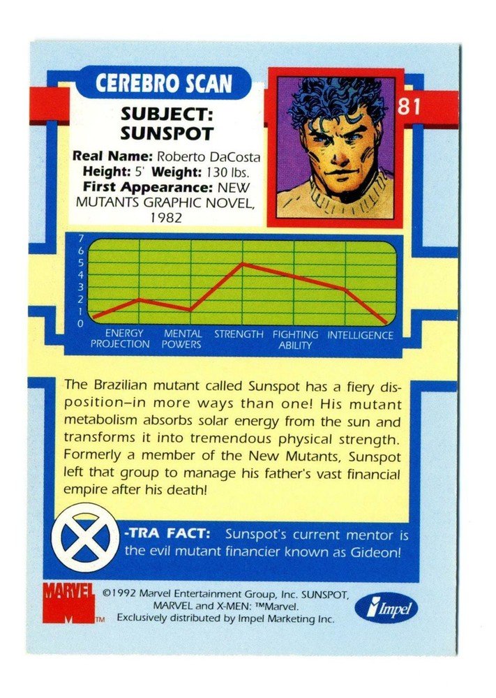 Impel X-Men Series I Base Card 81 Sunspot