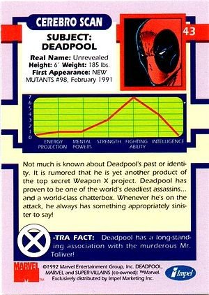 Impel X-Men Series I Base Card 43 Deadpool