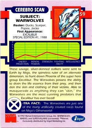 Impel X-Men Series I Base Card 59 Warwolves