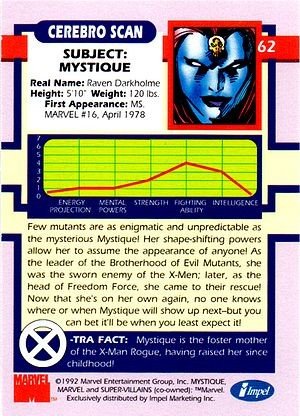 Impel X-Men Series I Base Card 62 Mystique
