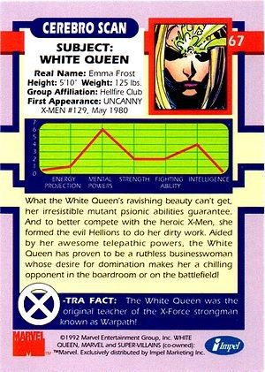 Impel X-Men Series I Base Card 67 White Queen