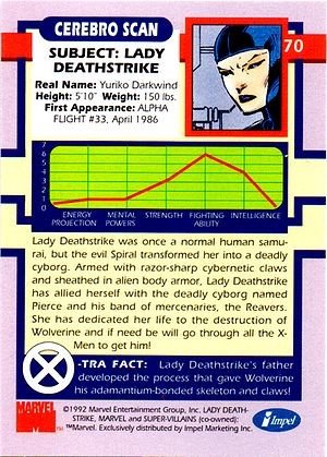 Impel X-Men Series I Base Card 70 Lady Deathstrike