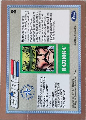 Impel G.I. Joe Gold Border Hall of Fame Base Card 3 Bazooka