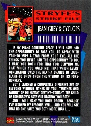 SkyBox X-Cutioner's Song Base Card 9 Jean Grey & Cyclops