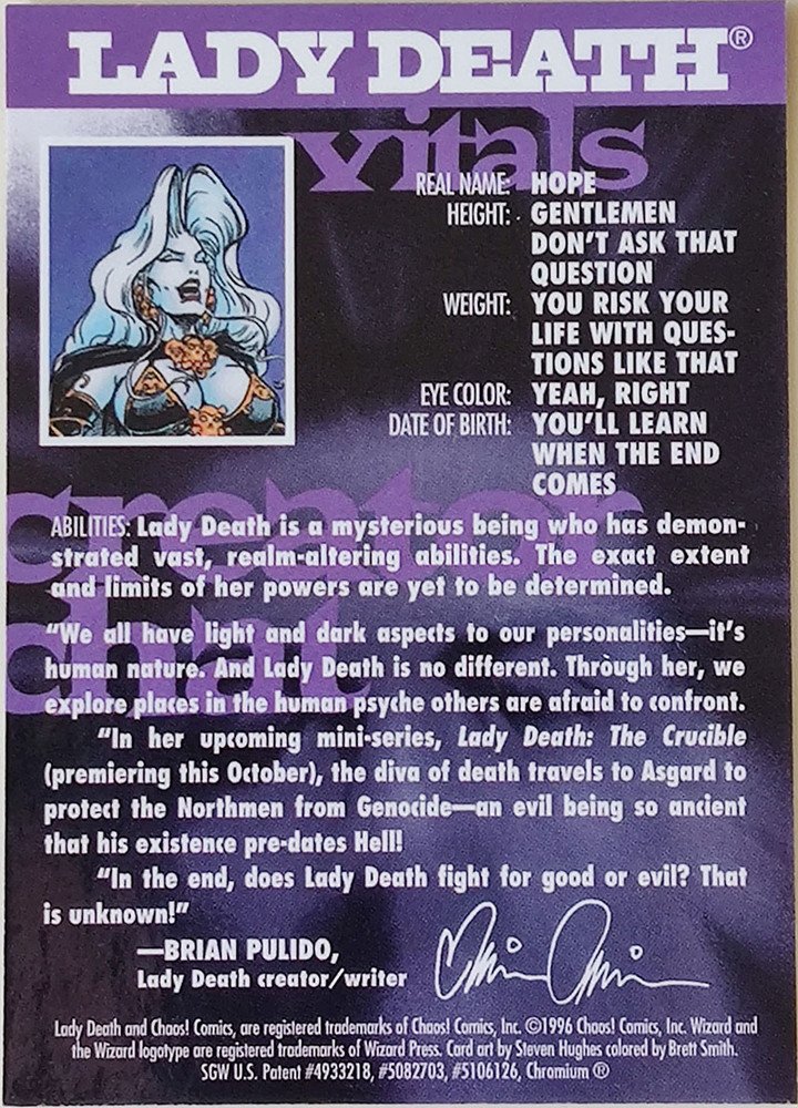 Wizard Wizard Magazine Series Series 4 (Chromium Series) Card 7 Lady Death