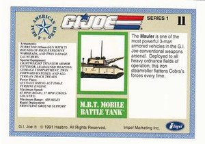 Impel G.I. Joe Series 1 Base Card 11 M.B.T. Mobile Battle Tank