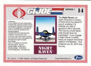 Impel G.I. Joe Series 1 Base Card 14 Night Raven