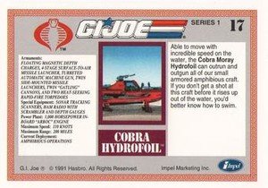 Impel G.I. Joe Series 1 Base Card 17 Cobra Hydrofoil, Moray