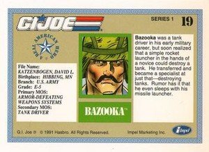 Impel G.I. Joe Series 1 Base Card 19 Bazooka