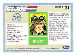 Impel G.I. Joe Series 1 Base Card 21 Dusty