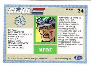 Impel G.I. Joe Series 1 Base Card 24 Alpine