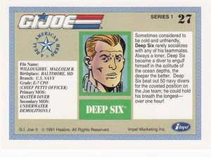 Impel G.I. Joe Series 1 Base Card 27 Deep Six