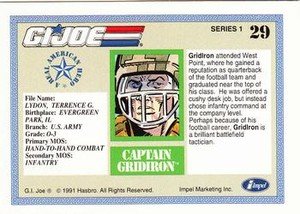 Impel G.I. Joe Series 1 Base Card 29 Captain Gridiron