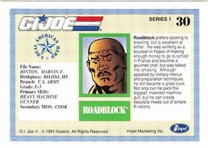 Impel G.I. Joe Series 1 Base Card 30 Roadblock