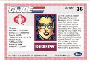 Impel G.I. Joe Series 1 Base Card 36 Baroness