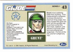 Impel G.I. Joe Series 1 Base Card 43 Grunt