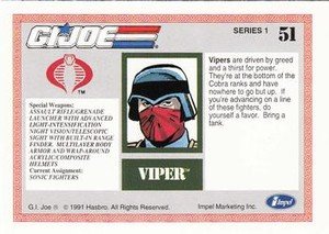 Impel G.I. Joe Series 1 Base Card 51 Viper