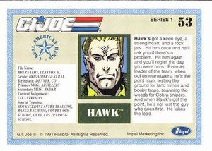Impel G.I. Joe Series 1 Base Card 53 Hawk
