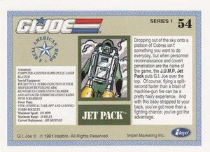 Impel G.I. Joe Series 1 Base Card 54 Jet Pack, J.U.M.P.