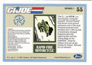 Impel G.I. Joe Series 1 Base Card 55 Rapid Fire Motorcycle, R.A.M.
