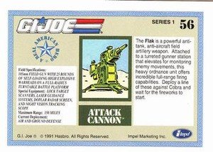 Impel G.I. Joe Series 1 Base Card 56 Attack Cannon, Flak