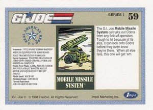 Impel G.I. Joe Series 1 Base Card 59 Mobile Missile System, MMS