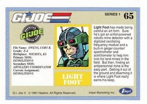 Impel G.I. Joe Series 1 Base Card 65 Light Foot