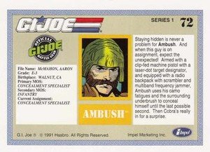 Impel G.I. Joe Series 1 Base Card 72 Ambush