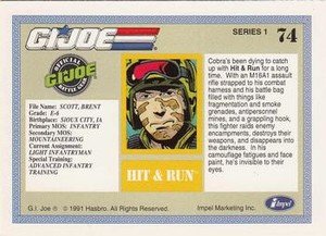 Impel G.I. Joe Series 1 Base Card 74 Hit & Run