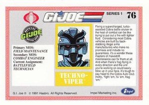 Impel G.I. Joe Series 1 Base Card 76 Techno-Viper