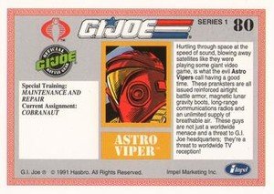 Impel G.I. Joe Series 1 Base Card 80 Astro Viper