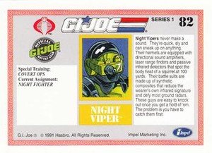 Impel G.I. Joe Series 1 Base Card 82 Night Viper
