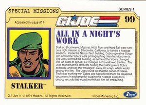 Impel G.I. Joe Series 1 Base Card 99 All in a Night's Work