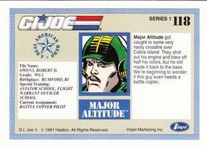 Impel G.I. Joe Series 1 Base Card 118 Major Altitute