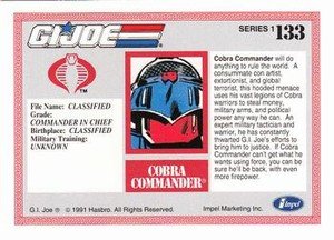 Impel G.I. Joe Series 1 Base Card 133 Cobra Commander
