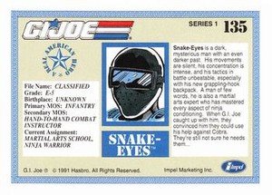 Impel G.I. Joe Series 1 Base Card 135 Snake-Eyes